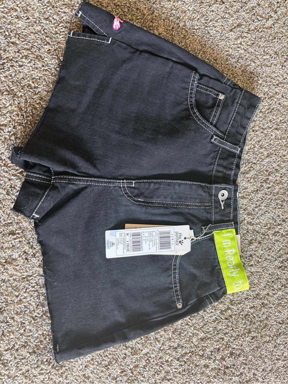 MGM Pink Panther black denim shorts new